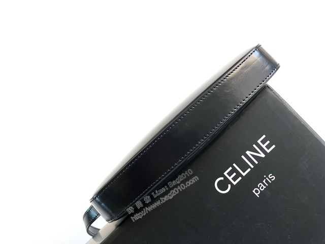 Celine專櫃2022新款女包 賽琳CROQUE中號亮澤牛皮革手袋 sldj2383